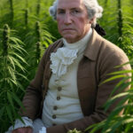 George Washington sitting in a field of hemp